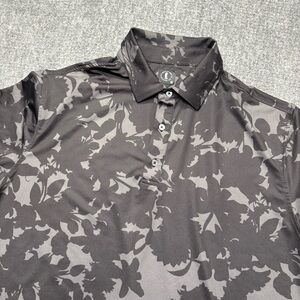U Suck At Golf Polo Mens XL Shirt Black Gray Floral USAG Performance Stretch